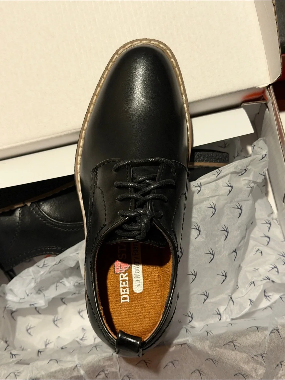 Deer Stags Kids Black Lace-Up Dress Shoes
